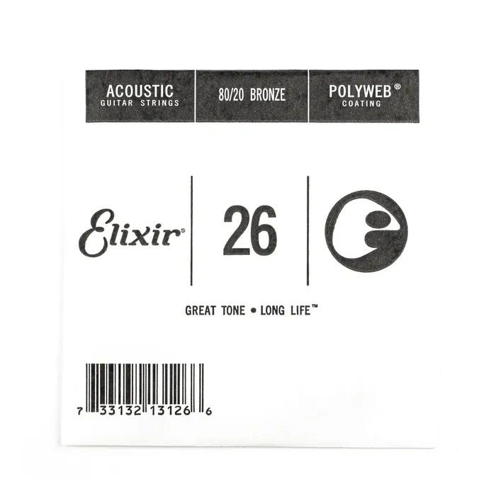 Elixir Polyweb 80/20 Bronze 26 (.026″) Acoustic Guitar Single String