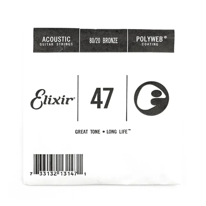 Elixir Polyweb 80/20 Bronze 47 (.047″) Acoustic Guitar Single String