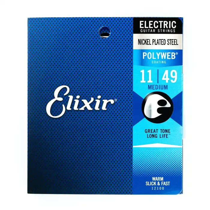 Elixir Polyweb Nickel Wound 11-49 Electric Guitar Strings, Medium [12100]