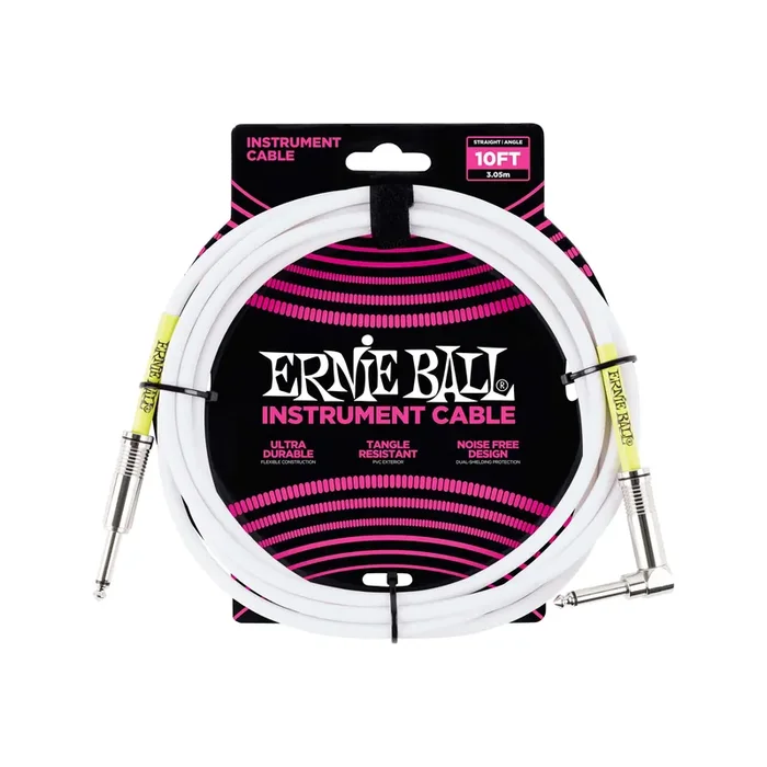 Ernie Ball 10ft Straight Angle Inst Cable White