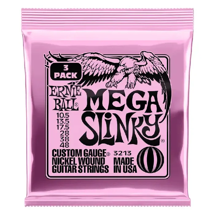 Ernie Ball 2213 Mega Slinky 10.5-48 Electric Guitar Strings, 3-Pack