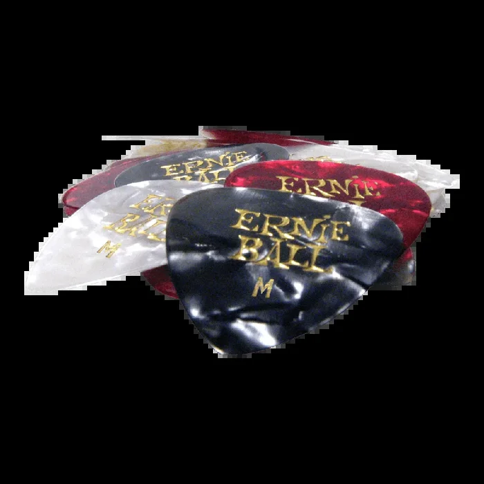 Ernie Ball 24-Piece Medium Assorted Color Pearloid Cellulose Guitar Picks Bag, 0.72mm Size