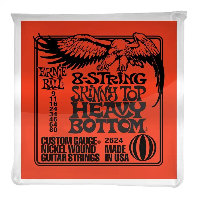 Ernie Ball 2624 8-String Skinny Top Heavy Bottom Slinky 9-80 Electric Guitar Strings
