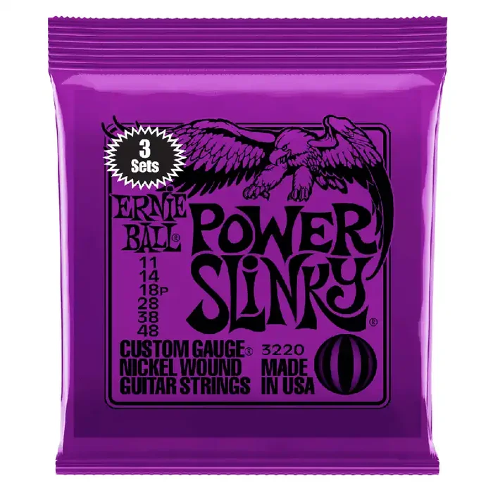 Ernie Ball 3220 Power Slinky 11-48 Electric Guitar Strings, 3-Pack