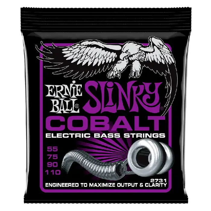 Ernie Ball Cobalt Power Slinky 55-110 Bass Guitar Strings, Long Scale