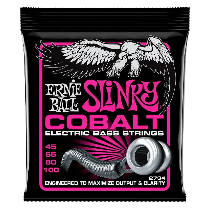 Ernie Ball Cobalt Super Slinky 45-100 Bass Guitar Strings, Long Scale