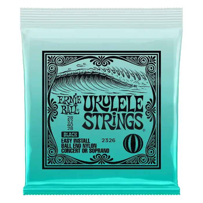 Ernie Ball Concert/Soprano Ukulele Strings, Black Nylon, Ball End