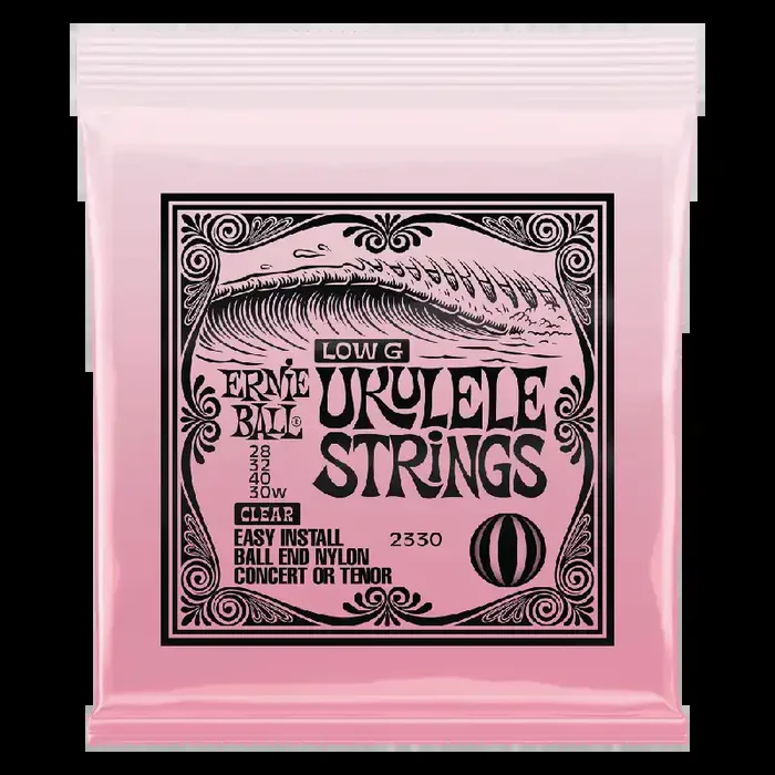 Ernie Ball Concert/Tenor (Low-G) Ukulele Strings, Clear Nylon, Ball End