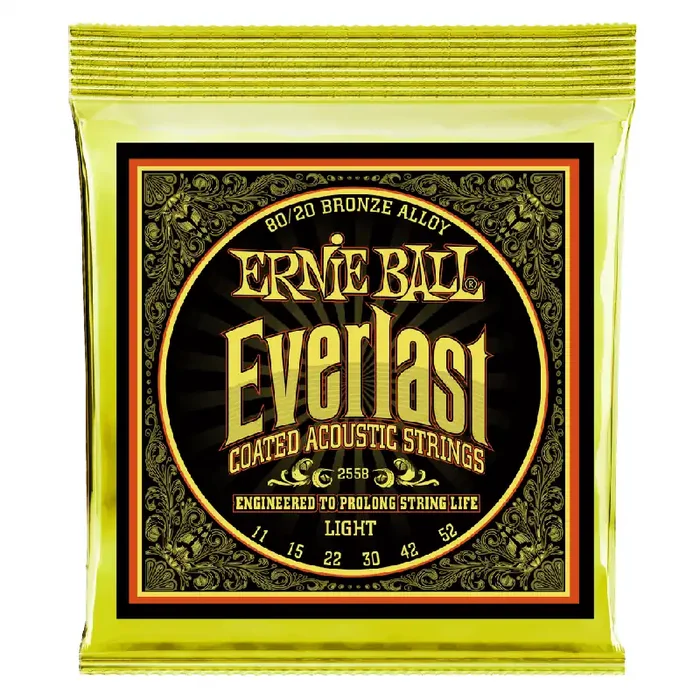Ernie Ball Everlast 80/20 Bronze 11-52 Acoustic Guitar Strings, Custom Light