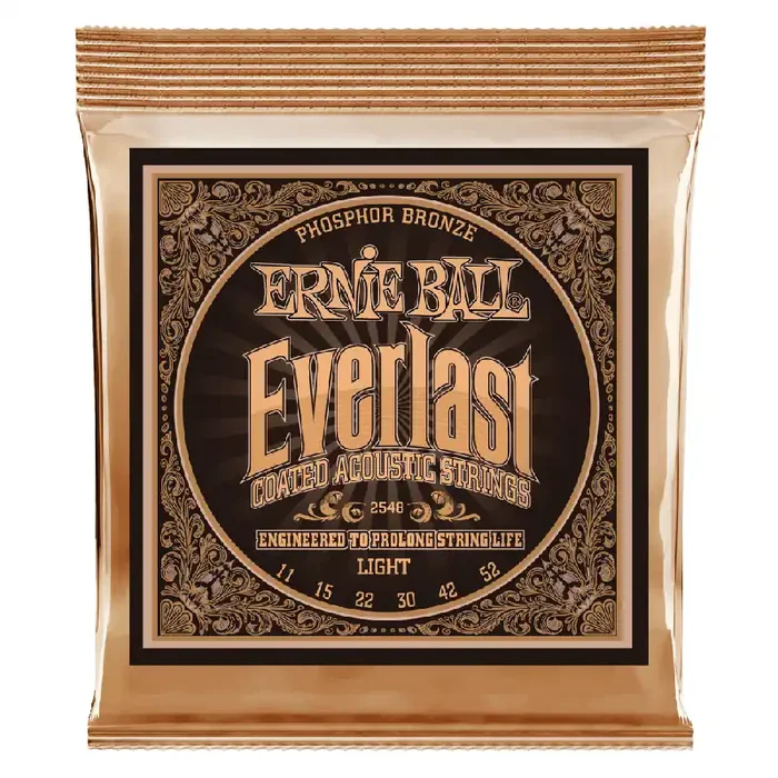 Ernie Ball Everlast Phosphor Bronze 11-52 Acoustic Guitar Strings, Custom Light