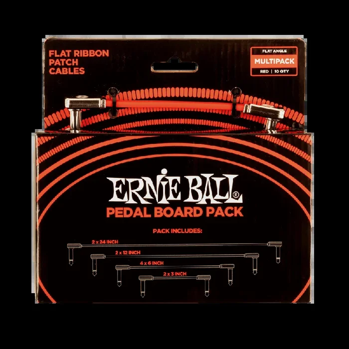 Ernie Ball Flat Ribbon Patch Cables Pedalboard Red Multi-Pack