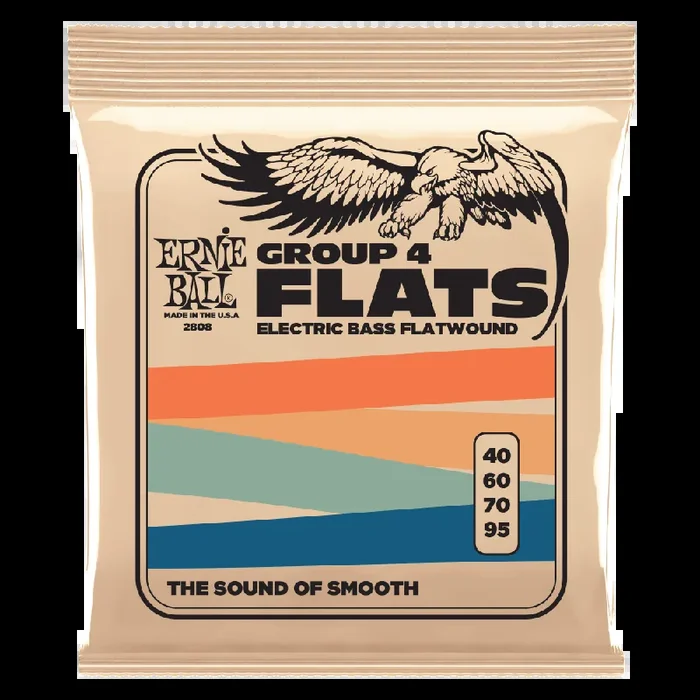 Ernie Ball FLATS Group 4 Flatwound 40-95 Bass Guitar Strings, Long Scale [P02808]