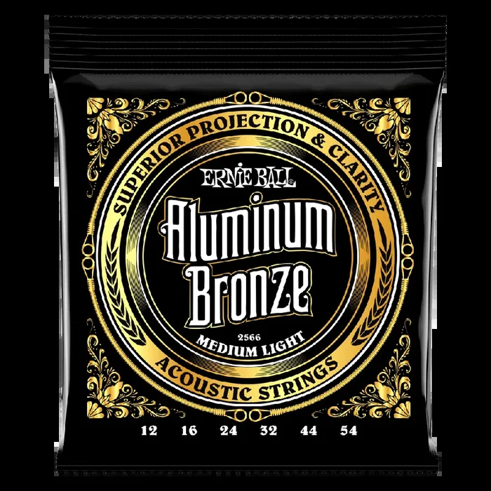 Ernie Ball Medium Light Aluminum Bronze Acoustic Guitar Strings, 12-54 Gauge