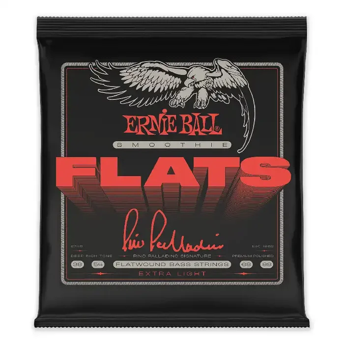 Ernie Ball Pino Palladino Smoothie Flats Cobalt 38-98 Flat Wound Bass Strings, Extra Light