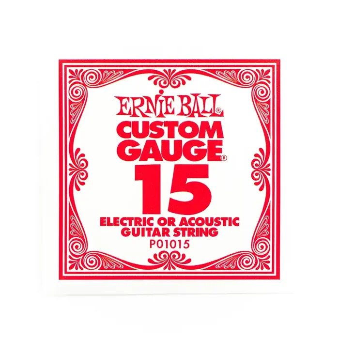 Ernie Ball Plain Steel 15 (.015″) Single Guitar String