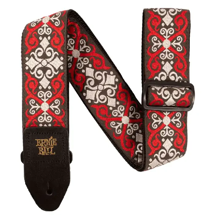 Ernie Ball Polypro Jacquard Guitar Strap, Red Trellis