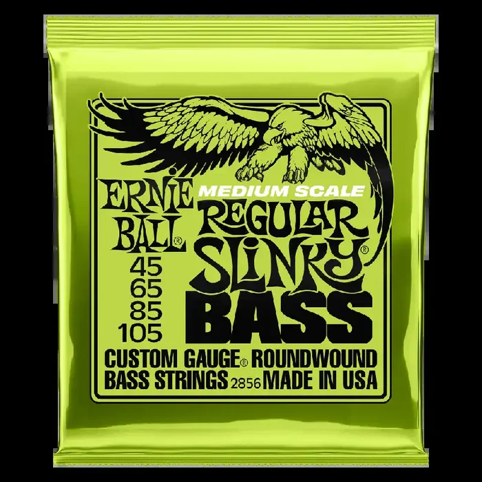 Ernie Ball Regular Slinky Nickel Wound 45-105 Bass Guitar Strings, Medium Scale