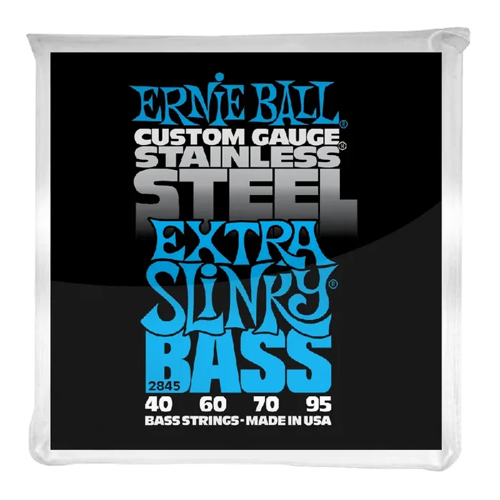 Ernie Ball Stainless Steel Extra Slinky 40-95 Bass Guitar Strings, Long Scale