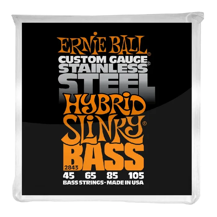 Ernie Ball Stainless Steel Hybrid Slinky 45-105 Bass Guitar Strings, Long Scale