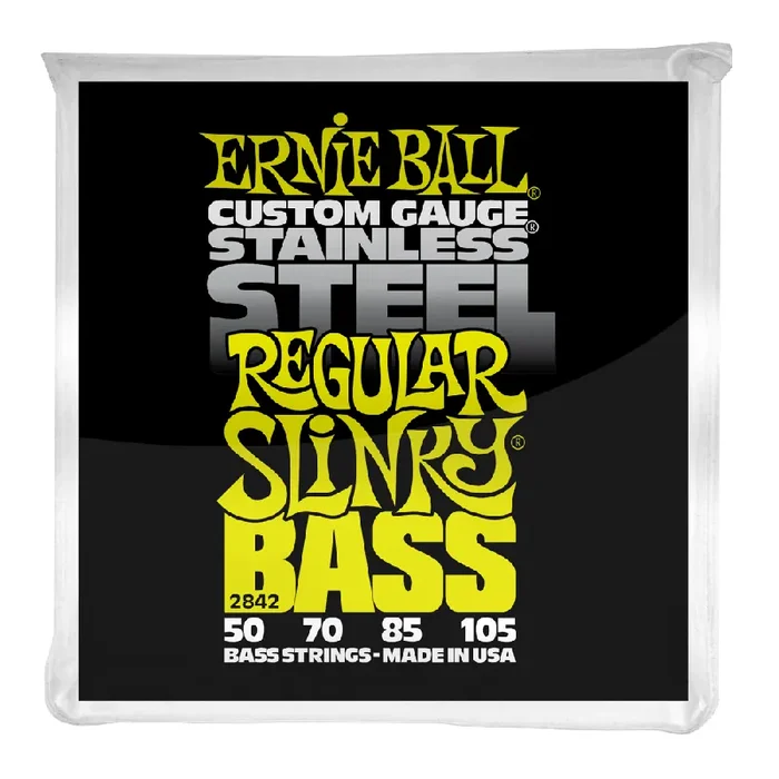 Ernie Ball Stainless Steel Regular Slinky 50-105 Bass Guitar Strings, Long Scale