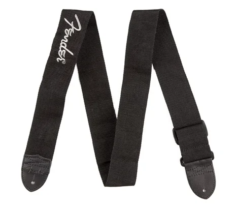 FENDER 0990662043 2 ” Black Poly Strap w/ Grey Fender Logo
