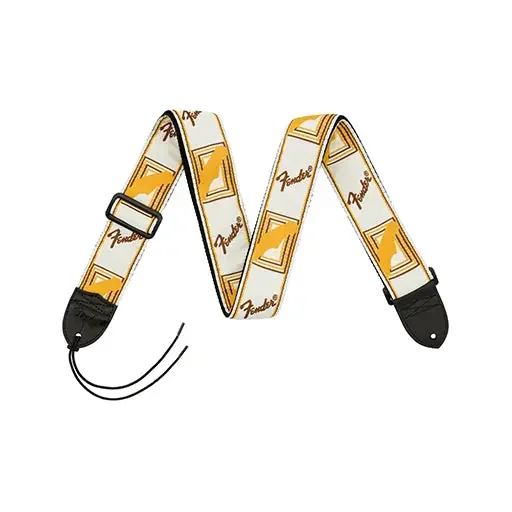 Fender 2 Inch Monogrammed Strap, White/Brown/Yellow