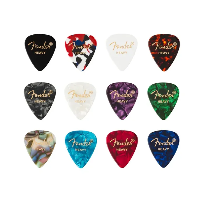 Fender 351 Celluloid Medley Guitar Pick, 12-Pack, Heavy