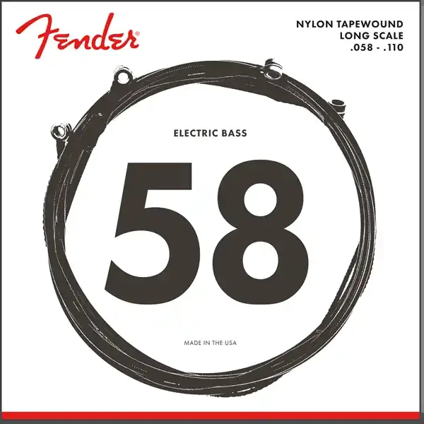 Fender Black Nylon Tapewound 58-110 Bass Guitar Strings, Long Scale [9120M]