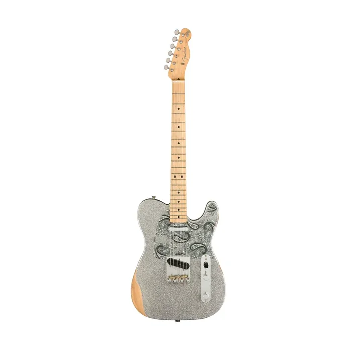 Fender Brad Paisley Road Worn Telecaster Electric Guitar, Maple FB, Silver Sparkle