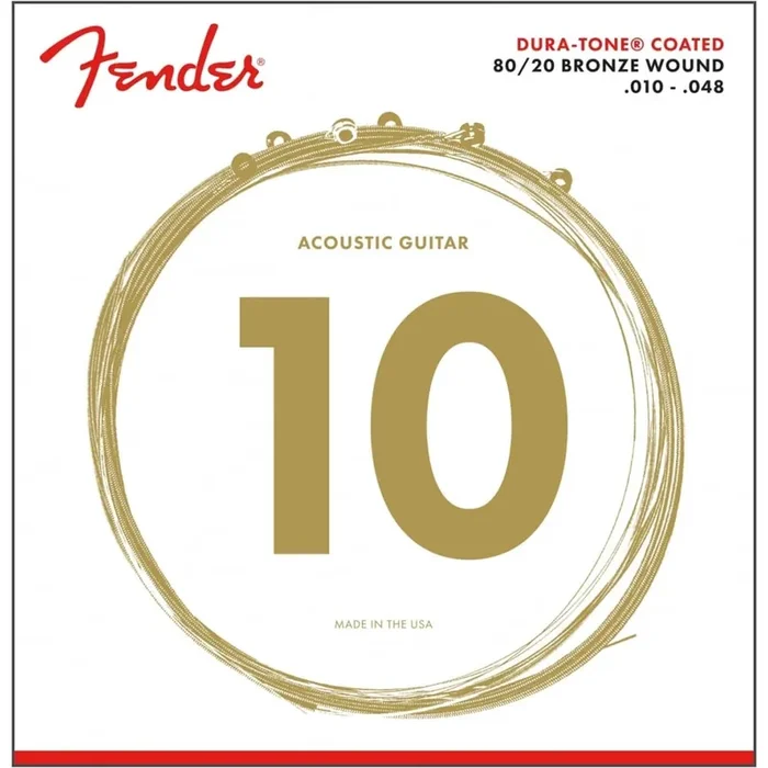 Fender Dura-Tone 80/20 Bronze 10-48 Acoustic Guitar Strings, Extra Light