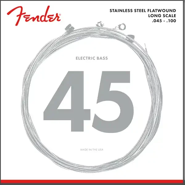 Fender Flatwound Stainless Steel 45-100 Bass Guitar Strings, Long Scale