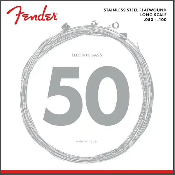 Fender Flatwound Stainless Steel 50-100 Bass Guitar Strings, Long Scale [9050ML]