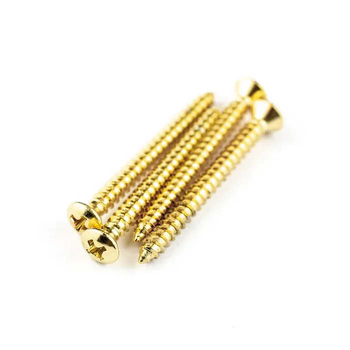 Fender Guitar & Bass Neck Mounting Screws, Gold, 4-Pack