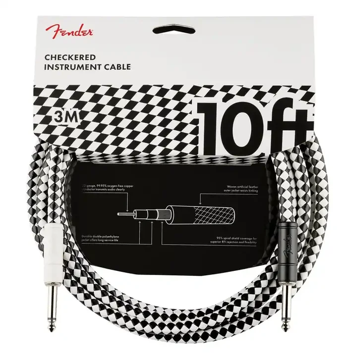 Fender Professional Series 10ft / 3m Straight – Straight Checkboard Jack Cable