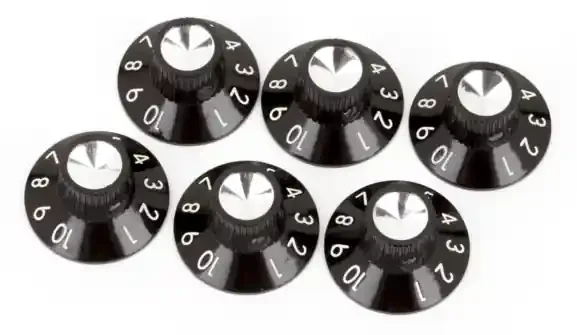 Fender Skirted Amp Knobs – Black/Silver Pure Vintage Style On Sale Now