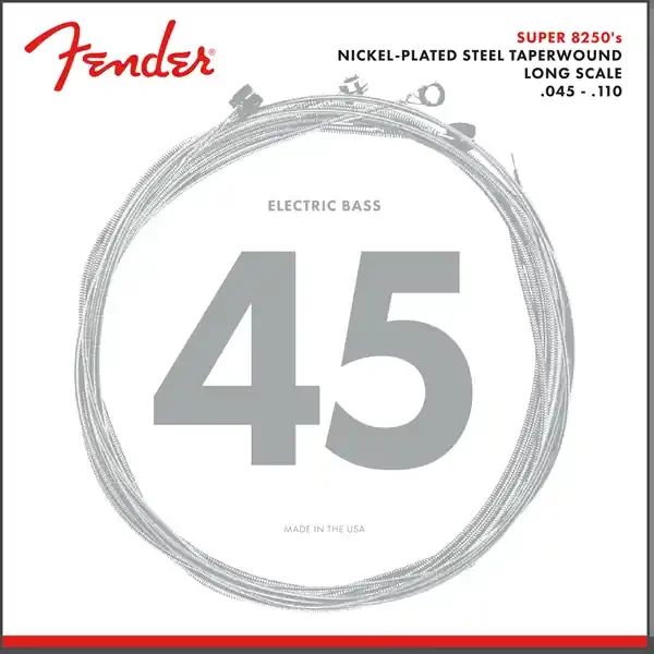 Fender Super Bass Nickel Wound 45-110 Bass Guitar Strings, Long Scale Tapered [8250M]