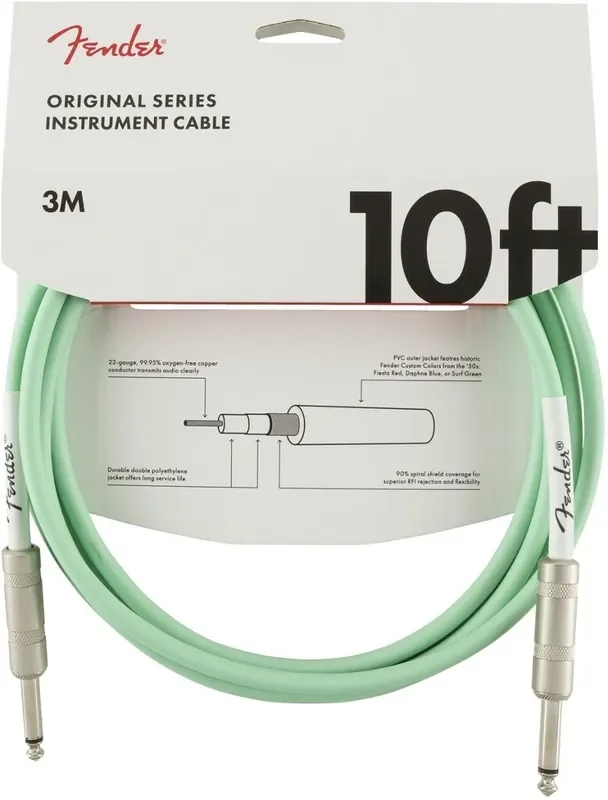 Fender Surf Green 10ft / 3m Straight – Straight Jack Cable