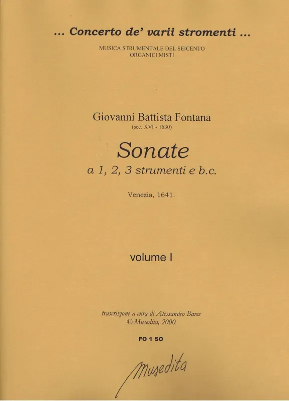 Fontana Sonatas for 1-3 Instruments and Basso Continuo