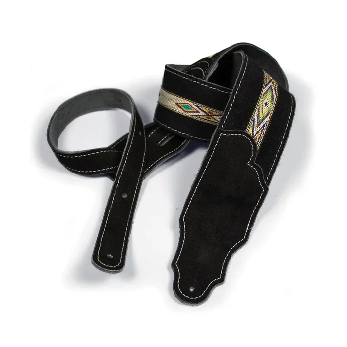 Franklin Southwest 2.5″ Black Suede Strap with Hitch Weave & Natural Stitching