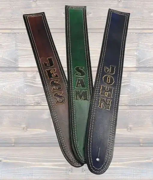 Full grain leather personalised guitar strap