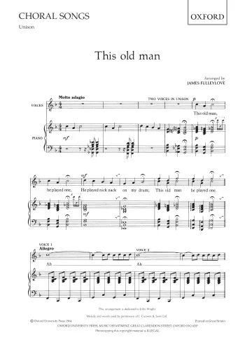 Fulleylove : Fulleylove: This Old Man: 4 Equal Voices & Piano Vocal (OUP) Digital Edition
