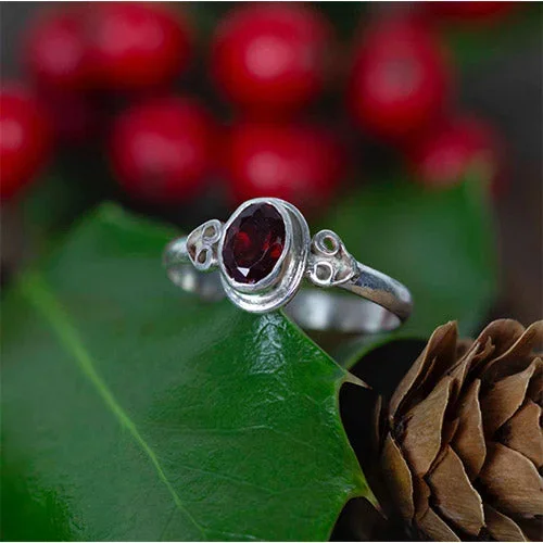 Garnet Stone Silver 925 Ring