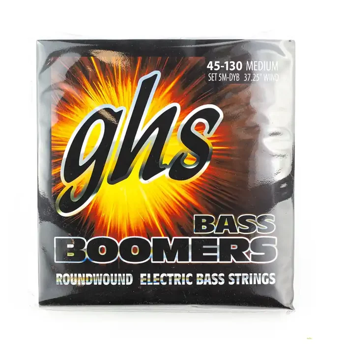 GHS Bass Boomers Nickel Wound 45-130 5-String Bass Guitar Strings, Long Scale [5M-DYB]