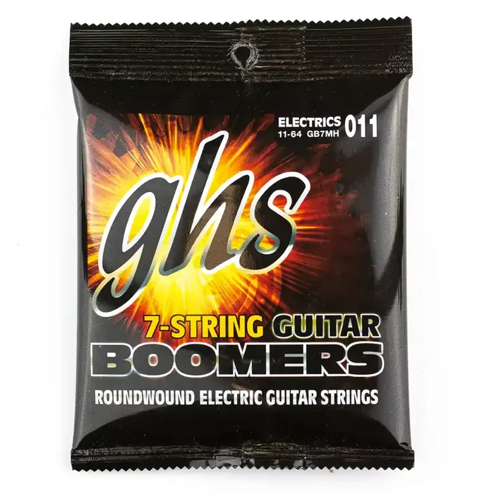 GHS Boomers Dynamite Nickel Alloy 7-String 11-64 Electric Guitar Strings, Medium-Heavy