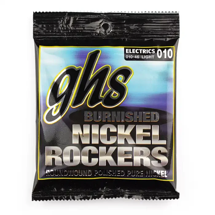GHS Burnished Nickel Rockers Pure Nickel 10-46 Electric Guitar Strings, Light