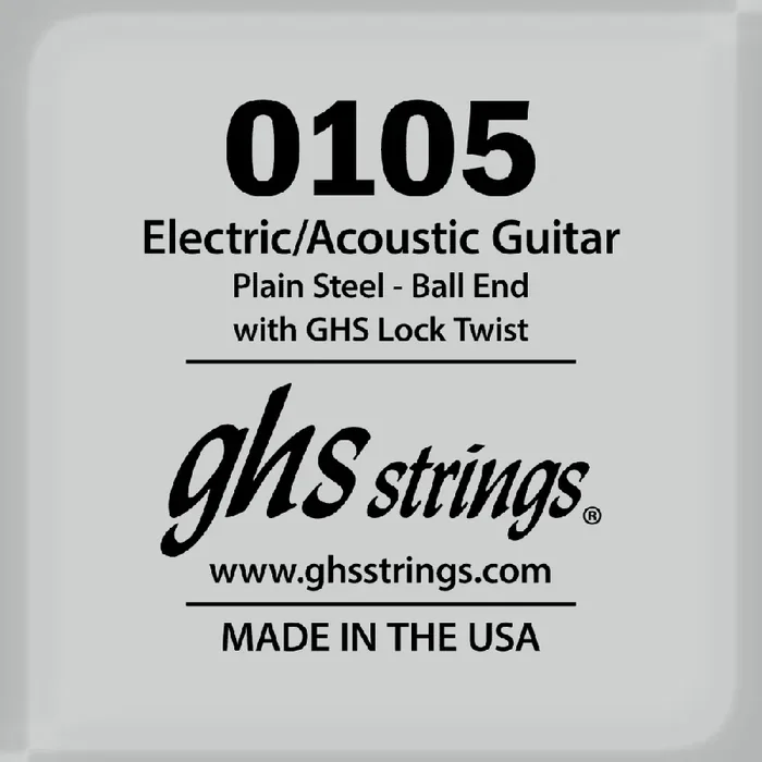 GHS Plain Steel 10.5 (.0105″) Electric/Acoustic Guitar Single String
