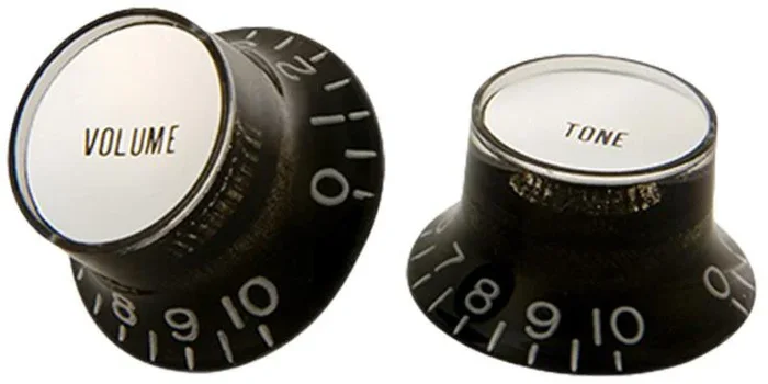 Gibson Top Hat Knobs W/Silver Metal Insert Blk 4Pk