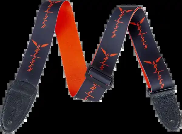 Gretsch Wing Logo Pattern Guitar Strap – Black and Orange