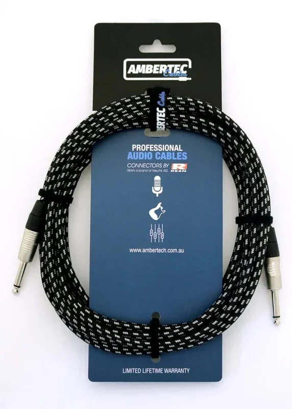 Guitar cable REAN connectors straight vintage b/w cloth 6m