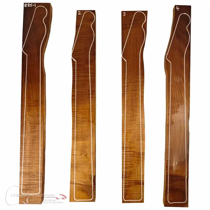 Guitar Neck Blank (Flat Headstock) – Roasted Ripple Sycamore
